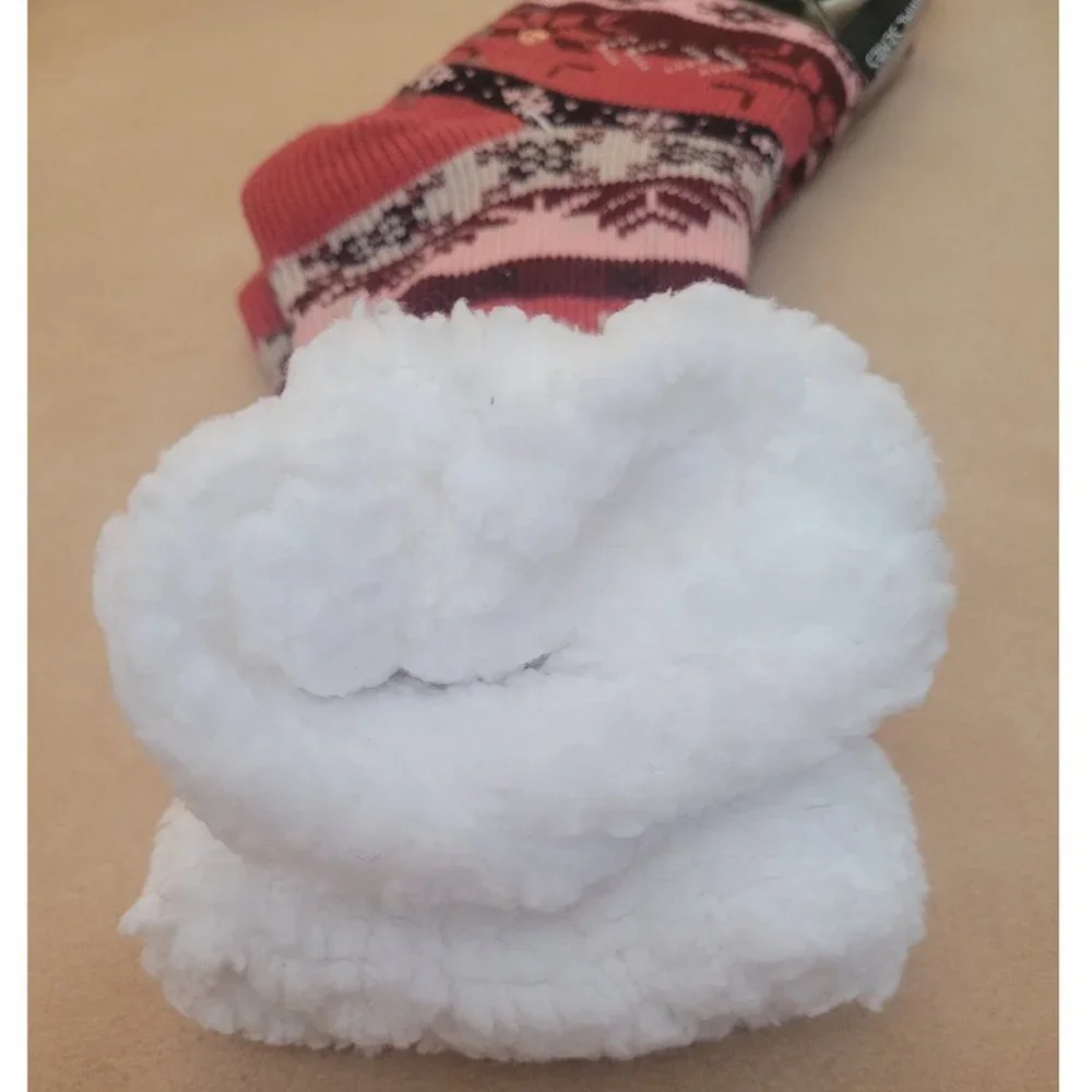 Women's Cotton Fuzzy Non Slip Patterned Socks, Bundle of 3 Pairs
